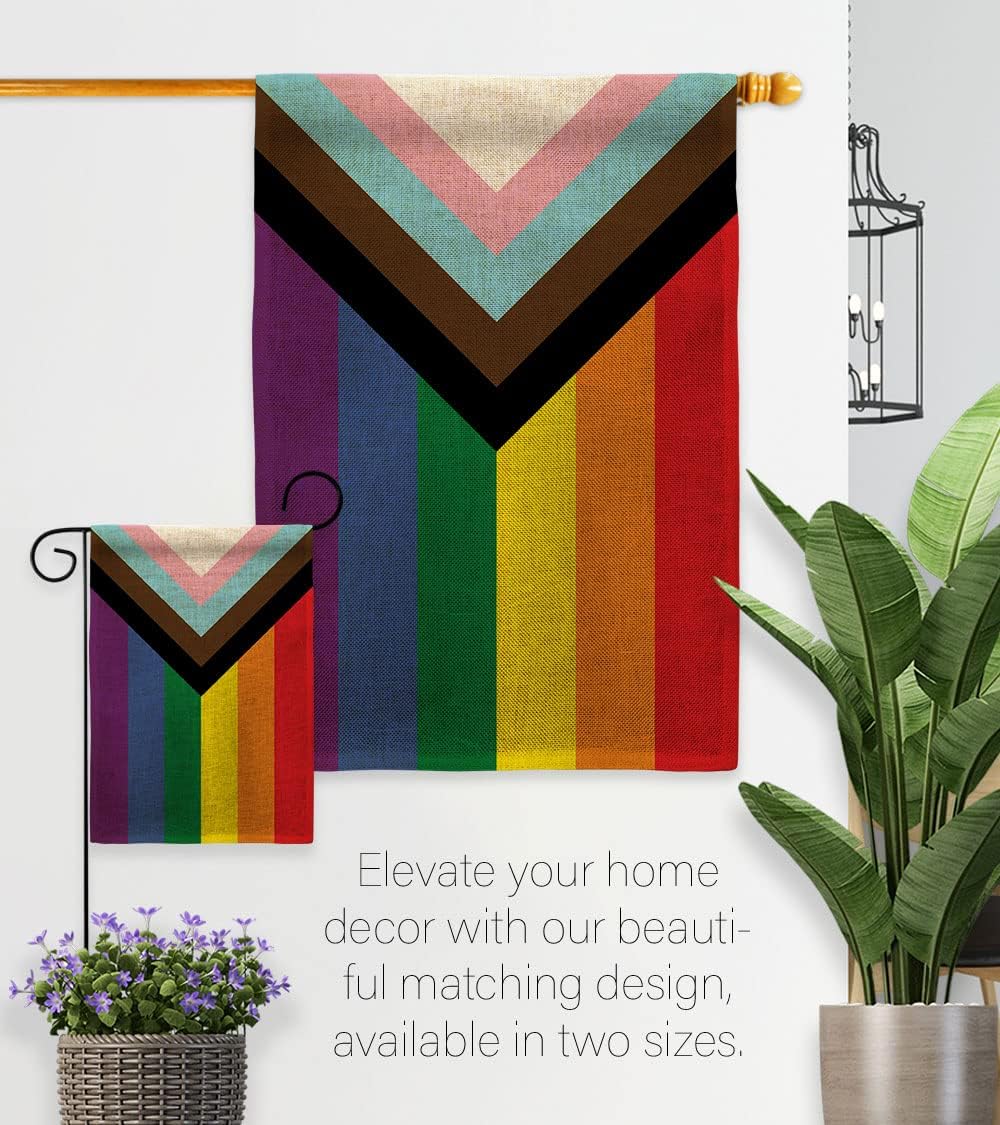 Progress Pride Burlap Garden Flag - Set Wall Holder Support Rainbow Love LGBT Gay Bisexual Pansexual Transgender - House Decoration Banner Small Yard Gift Double-Sided Made in USA 13 X 18.5 - Image 8
