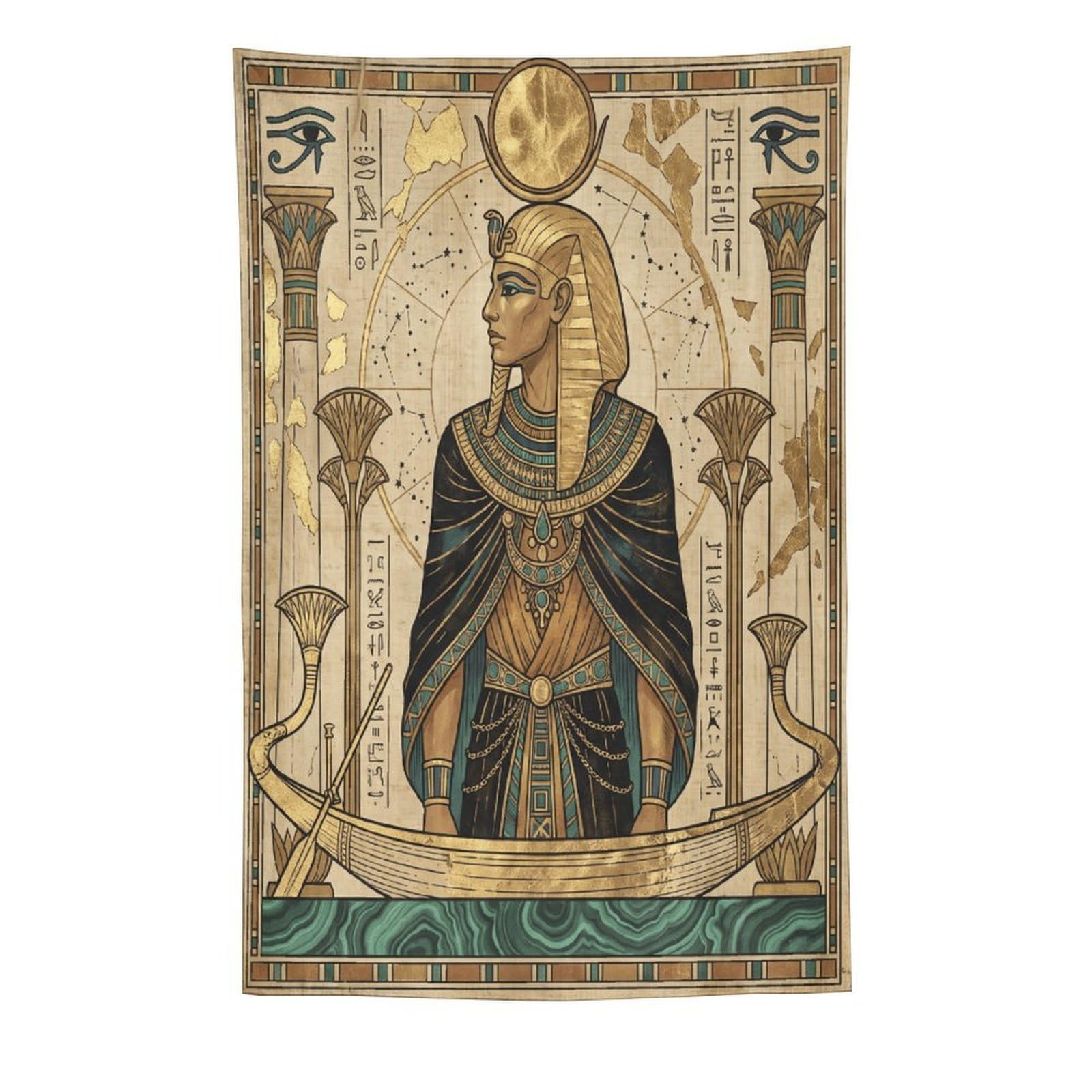 W7C8U2X3 Egyptian Queen Portrait Wall Tapestry, Egyptian Papyrus, Office