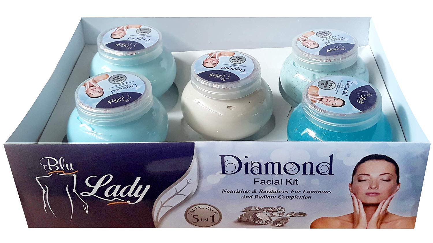 Prifix blue lady Diamond Facial Kit best, All Type Skin Solution, Skin Glow Whitening Fairness Ever in India for Men and Women, 275 gm