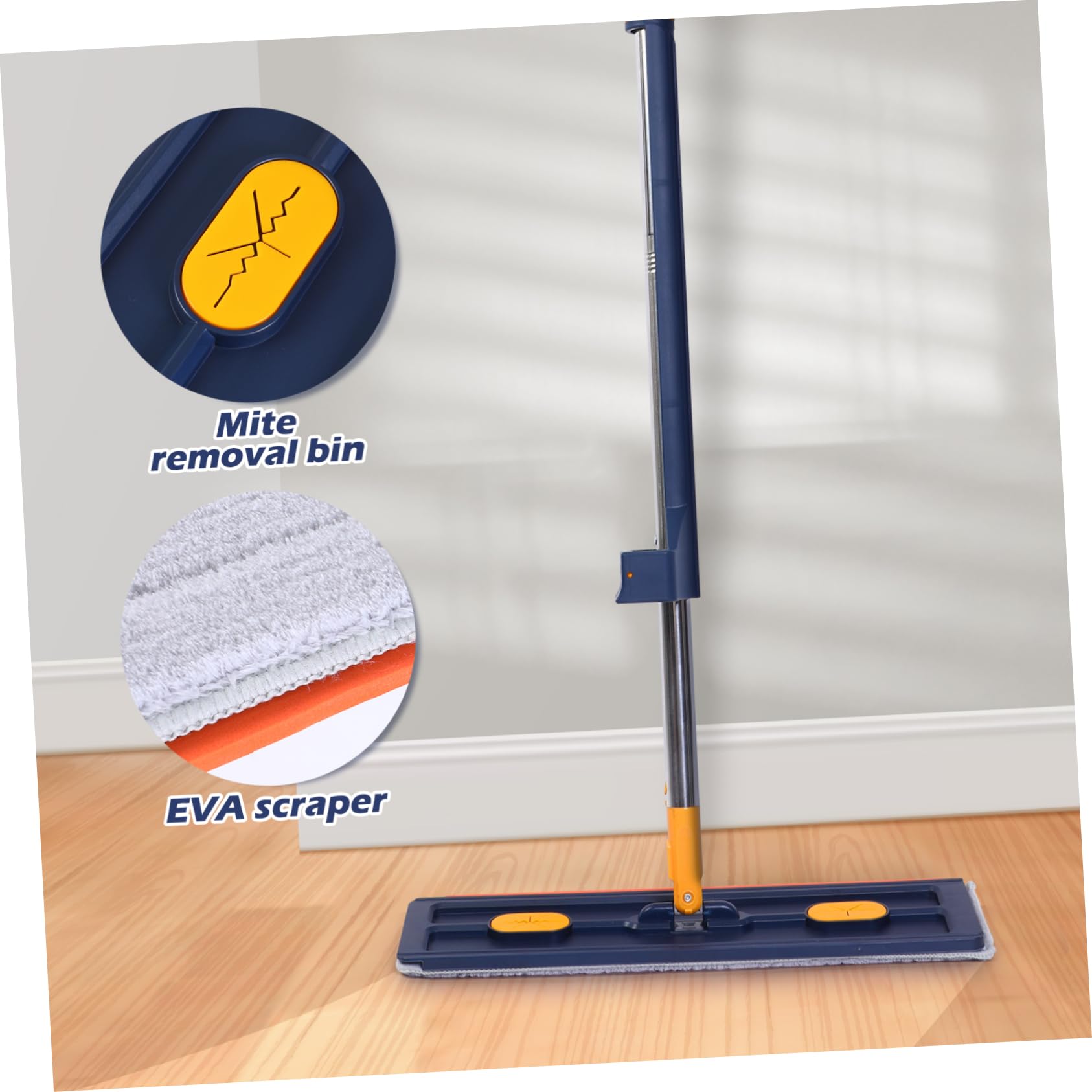 ERINGOGO Trapeador para Limpieza de Pisos Rotación 360 Grados y Paños de Microfibra, Fregona Plana de Aleación y PVC para Limpieza en Seco y Húmedo