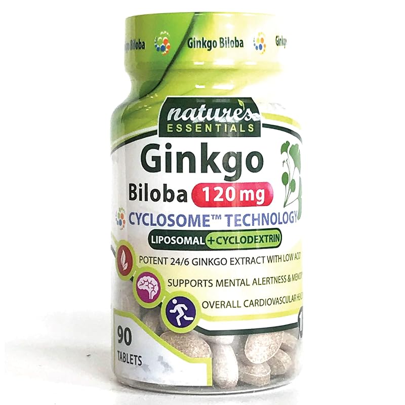NATURE'S ESSENTIALS Suplemento fitoterápico de Ginkgo biloba lipossomal 120 mg, 90 cápsulas