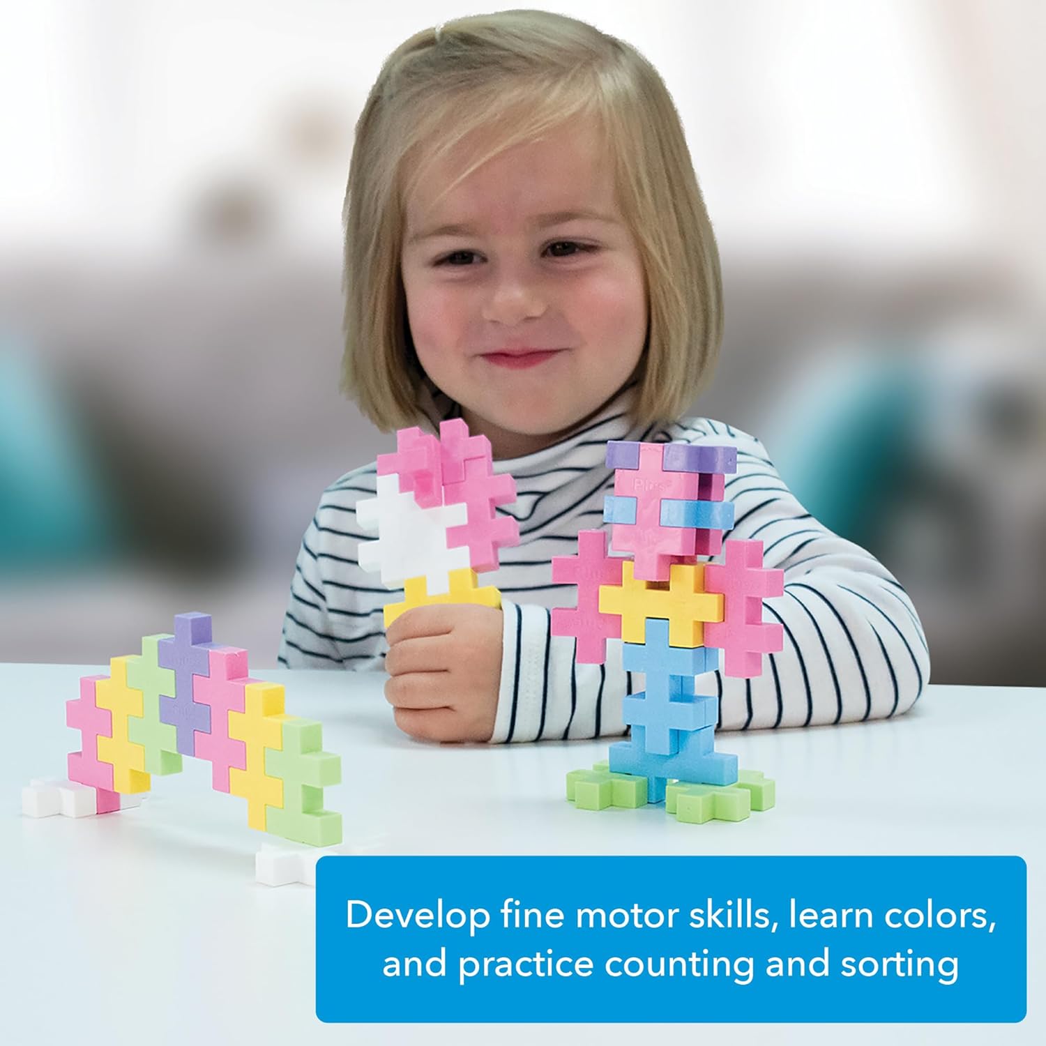 Plus Plus Big - Open Play Set - 100 Piece - Pastel Color Mix, Construction Building Stem/Steam Toy, Interlocking Large Puzzle Blocks for Toddlers and Preschool