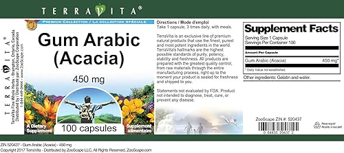 Miniatura 3 de Goma Árabe (Acacia) - 450 mg (100 Cápsulas, ZIN 520437)