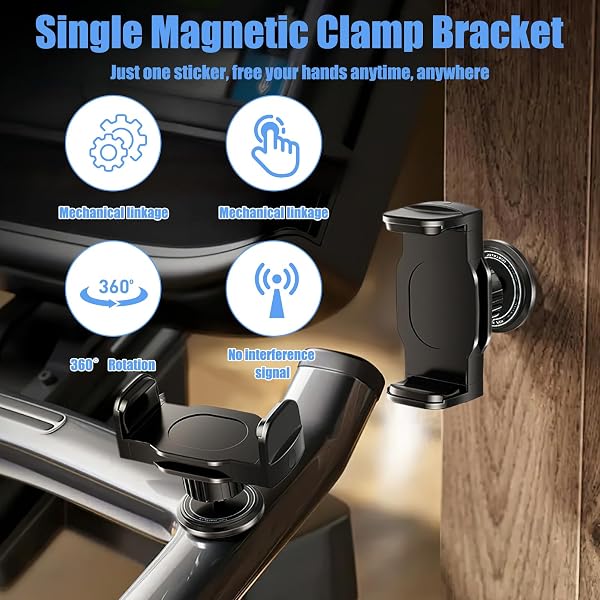 Support Téléphone Magnétique pour Salle De Sport Pouces Base Alliage Résistante 360° Réglable Aimants N52 Puissants Compatible avec iPhone Samsung Pixel Noir - 4