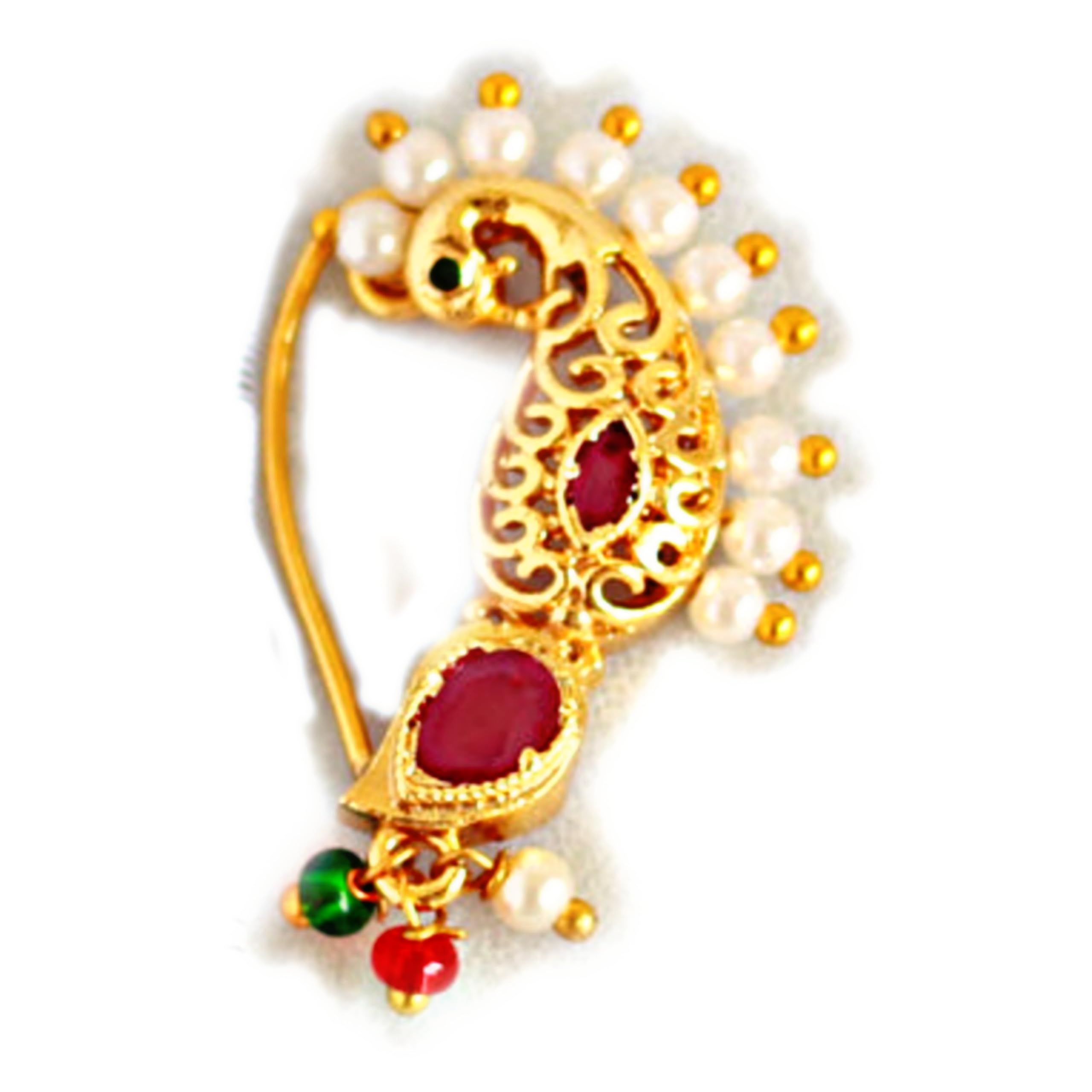Swami- Nath/Nose Ring (Press)/nose pin,tail nath Pearl Stone Diamond, Traditional Maharashtrian Piercing/Pressing clip on Wedding Bridal Latest, Stylish For Women, Girls (B09311L8ZP) Amazon Price History, Amazon Price Tracker