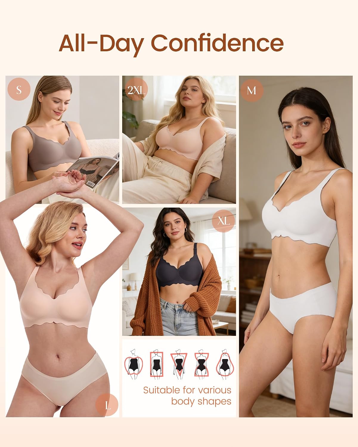 JOYTREE 3PCS Jelly Bras for Women No Underwire Comfort Wireless Women Bras Seamless Full Coverage Bralettes, Bra Extender