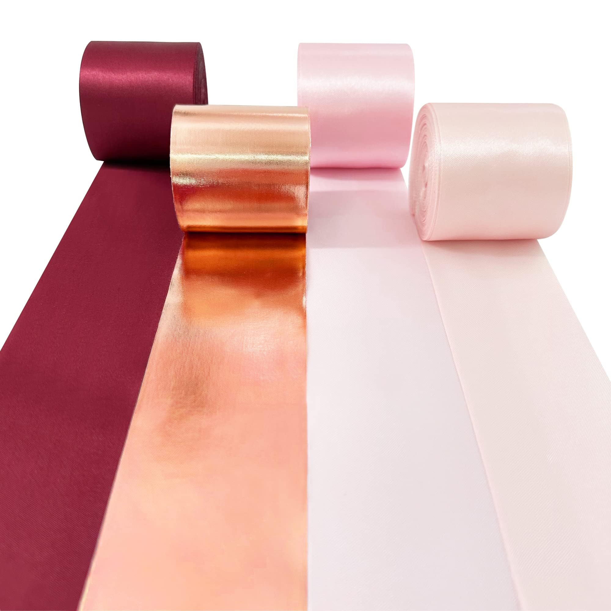 Ruban de satin bordeaux or rose marron 50mm pour bouquet de mariée