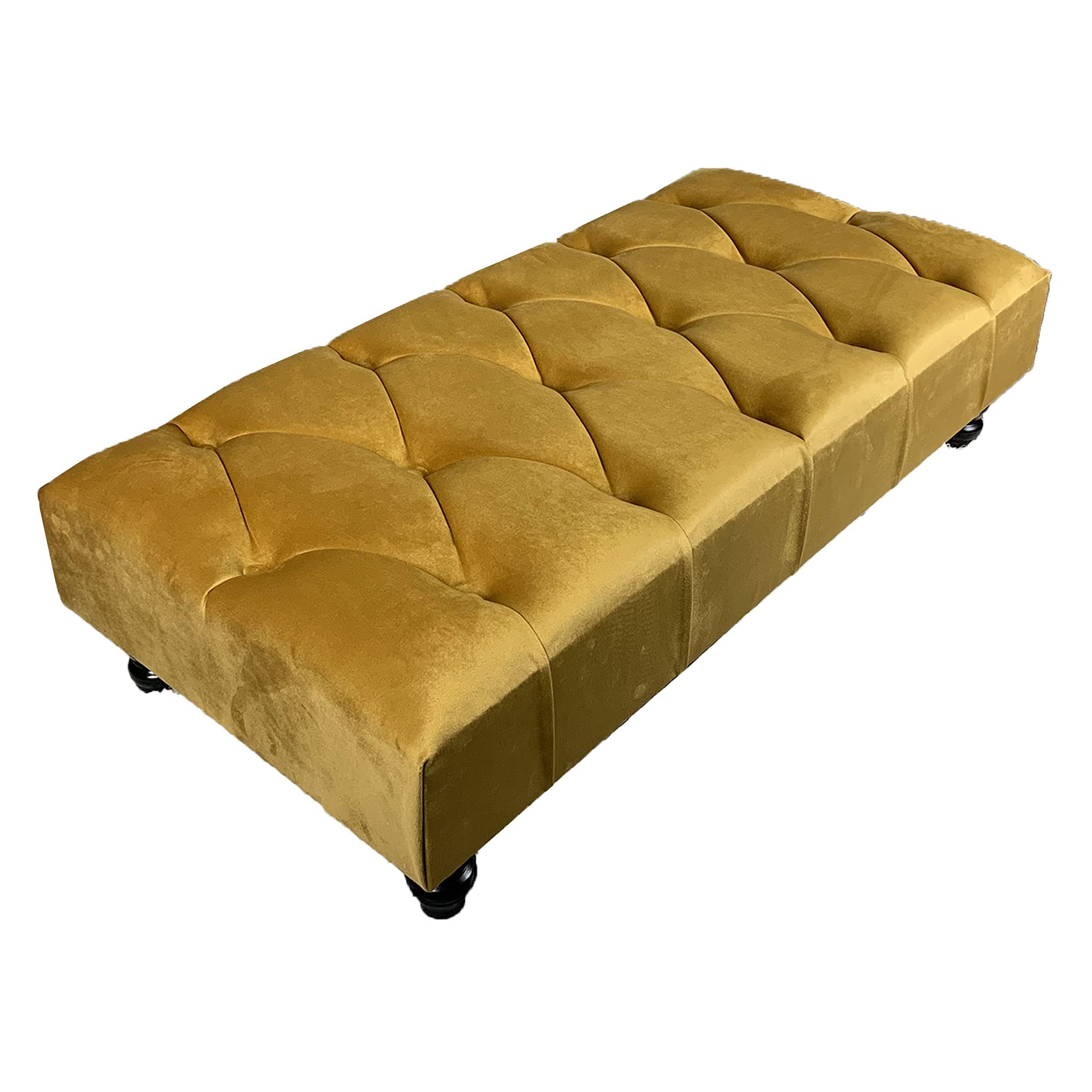 ISTOOLS Chesterfield Footstools for Living Room Upholstered Ottoman Bench-Velvet footstool Change Shoe Footrest with Attractive Buttons and Legs