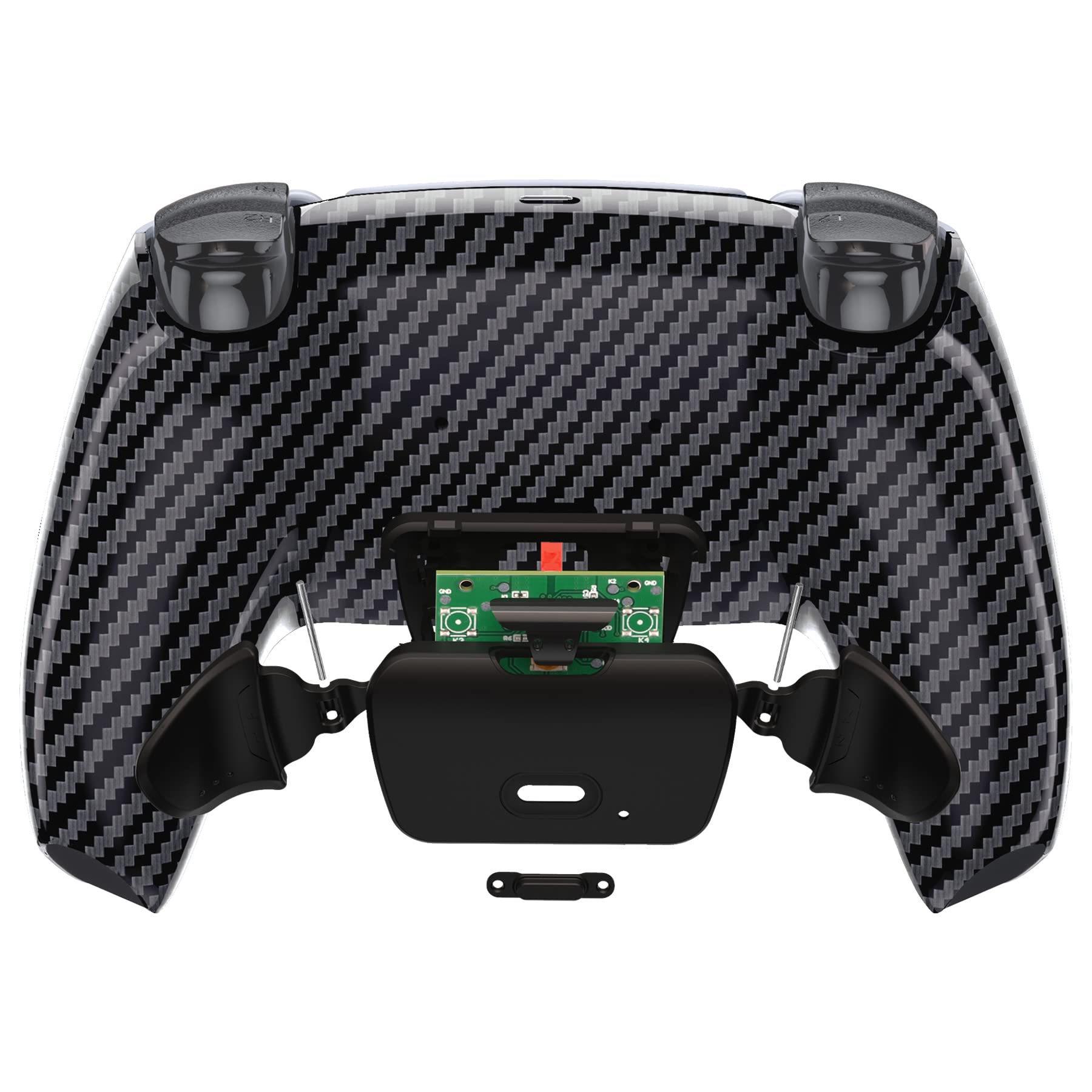eXtremeRate Graphit-Kohlefaser-Muster Rise 2.0 Remap-Kit für PS5-Controller BDM-010 BDM-020, Upgrade-Board und neu gestaltete Rückschale und Rücktasten, Controller Nicht im Lieferumfang enthalten