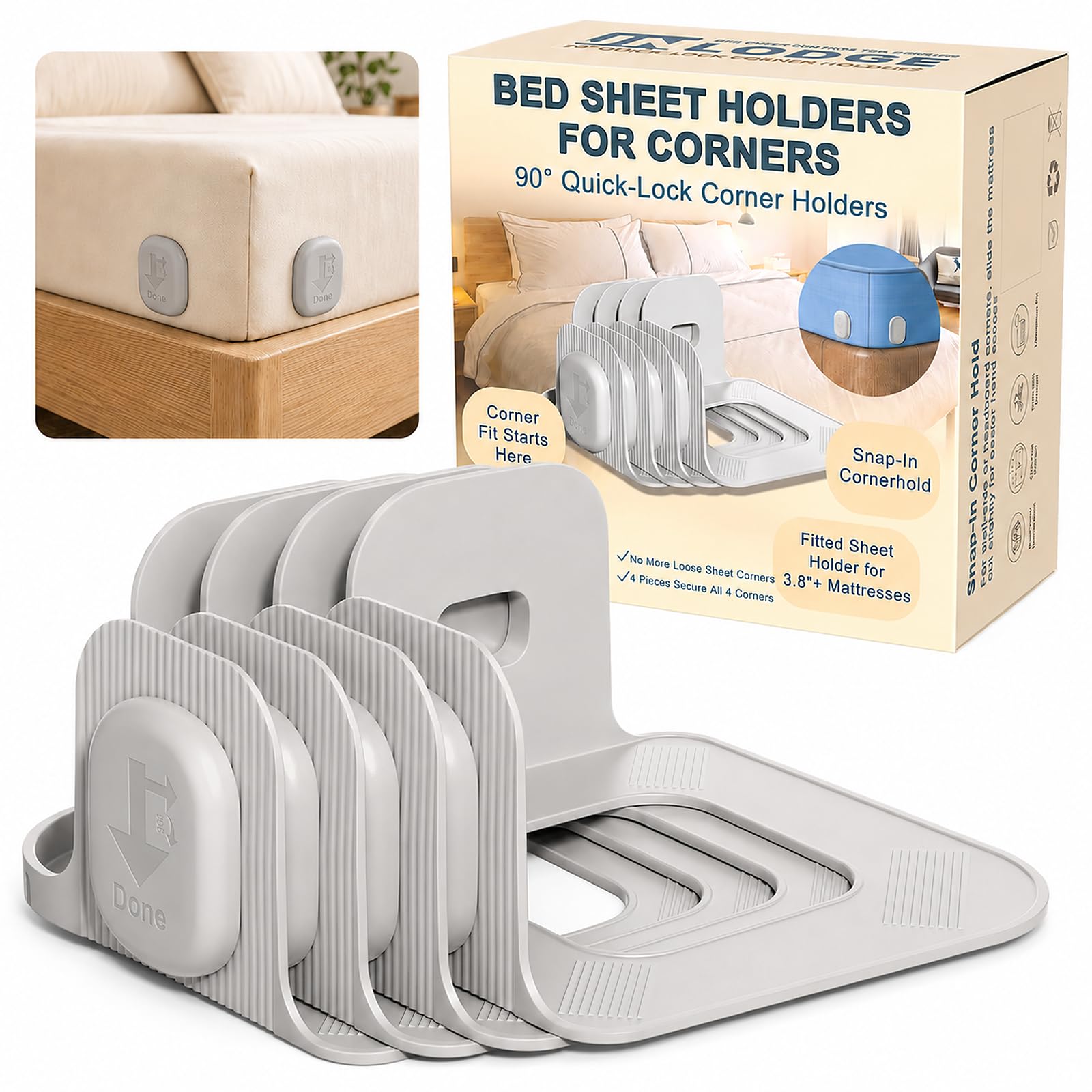Photo 1 of JNLODGE Bed Sheet Holders (4-Pack)