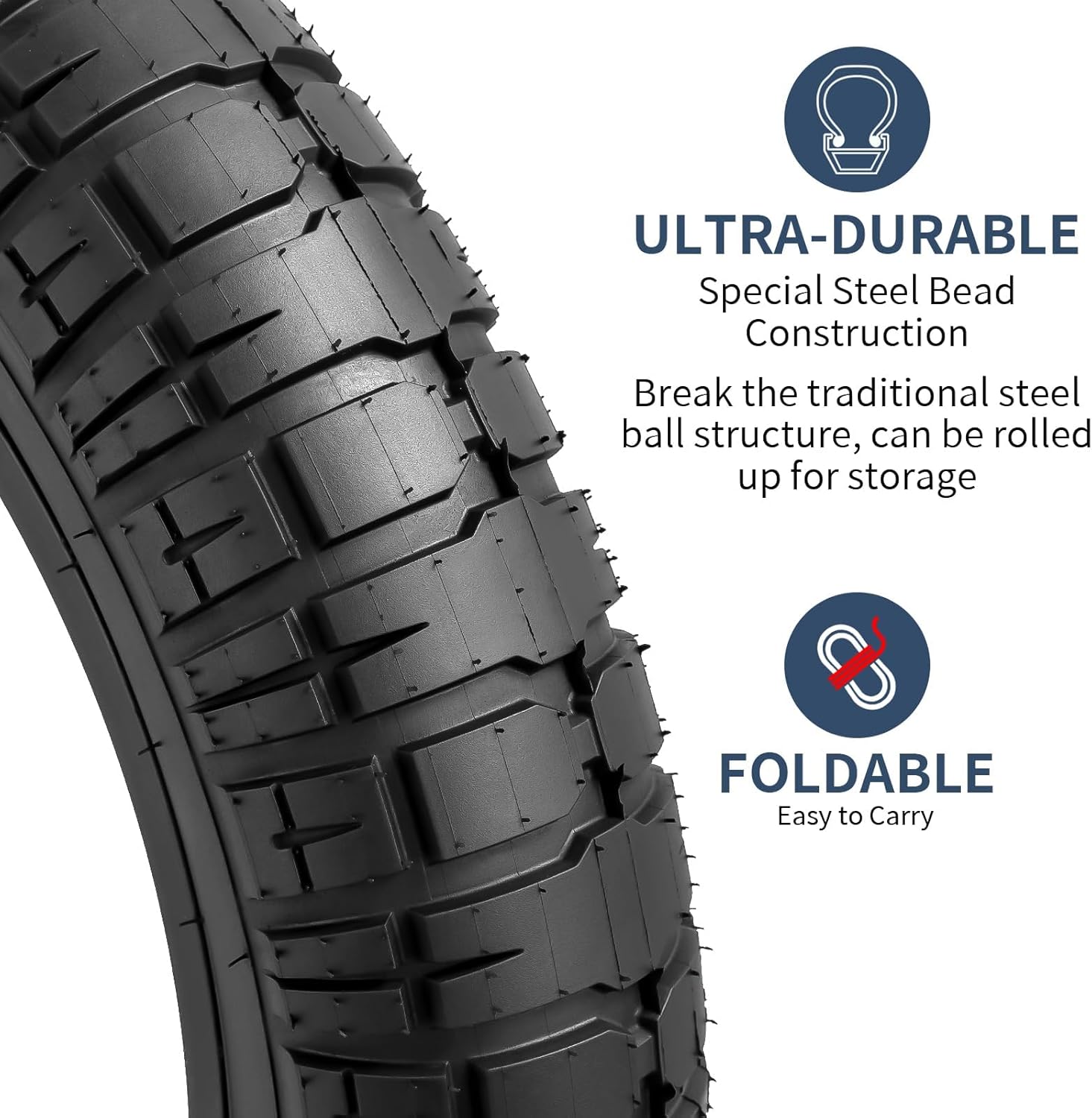 YUNSCM 2-PCS 20x4.5/114-406 Fat E-Bike Tires Compatible with Heavy Duty Bike 20 x 4.5 20X4.50 All-Terrain E-Bike Bicycle Tires