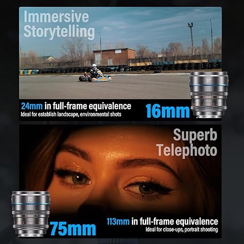 Miniatura 11 de SIRUI Night Walker S35 - Juego de lentes Cine de enfoque manual, 0.94 pulgadas, 1.79 pulgadas, 1.79 pulgadas, lente de apertura grande T1.2