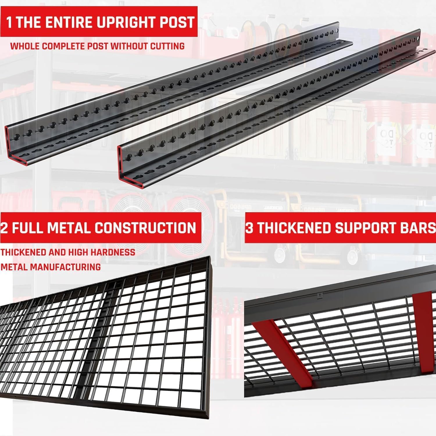 68" W Garage Shelving Unit, 68" W x 36" D x 68" H, 36" Deep Heavy Duty Garage Storage Shelves, 4 Tier Storage Rack Shelf, Industrial Adjustable Shelves for Basement Warehouse