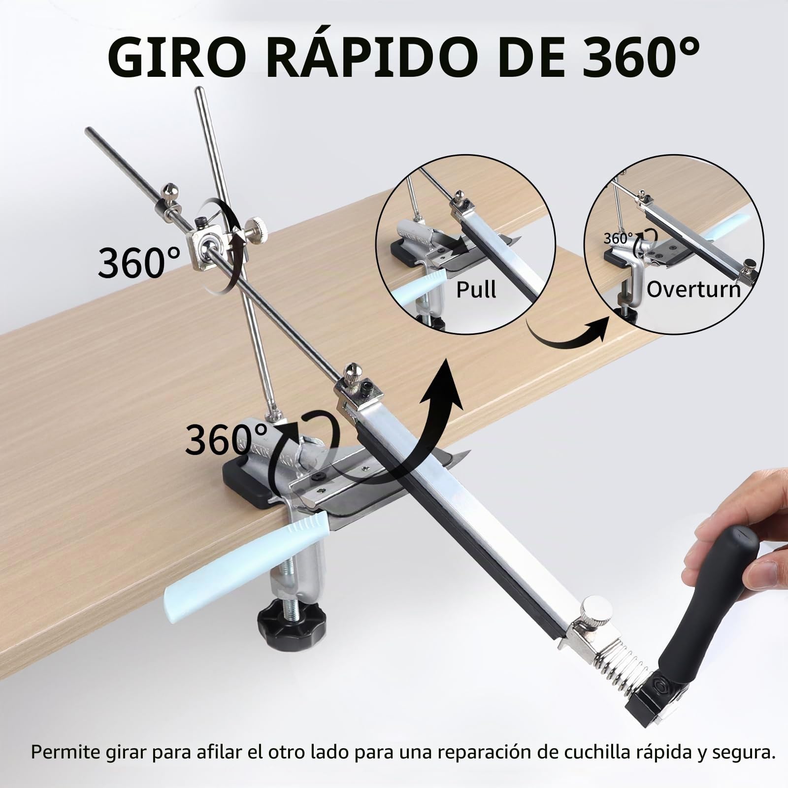 EXLECO 14Pcs Afilador de Cuchillos Profesional Afilador Cuchillos RotacióN de 360° Knife Sharpener Ángulo Fijo Afilar Cuchillos Kit Sistema de Afilado Cuchillos con 4 Piedra Afilar 6 Chaira Diamante