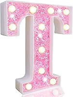 Vista 54 de Pooqla Luces de números de marquesina, números de luz rosa para niñas de 10.º cumpleaños, funciona con pilas, luz nocturna de número con purpurina