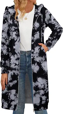 Zeagoo Women's Zip Up Hoodies Oversized Fleece Long Tunic Sweatshirts Casual Long Sleeve 2024 Fall Hoodie Jacket Coat