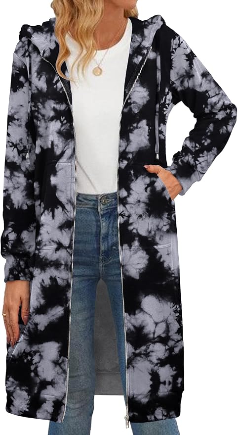 Zeagoo Women's Zip Up Hoodies Oversized Fleece Long Tunic Sweatshirts Casual Long Sleeve 2024 Fall Hoodie Jacket Coat