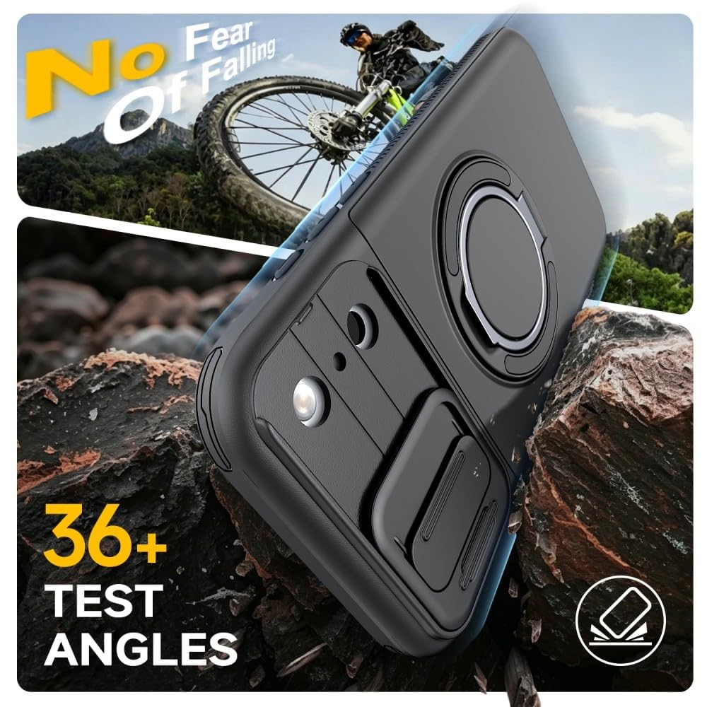 Carcasa genérica compatible con iPhone 15 Pro (color: negro) a prueba de golpes con ranura para tarjetas