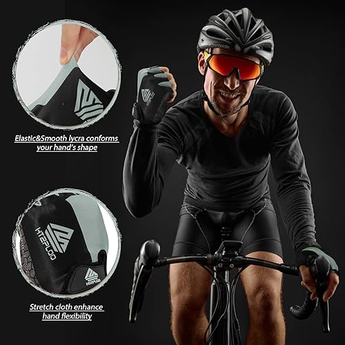 Miniatura 4 de Guantes de bicicleta para hombres y mujeres con almohadilla antideslizante que absorbe los golpes, guantes de ciclismo ligeros de medio dedo