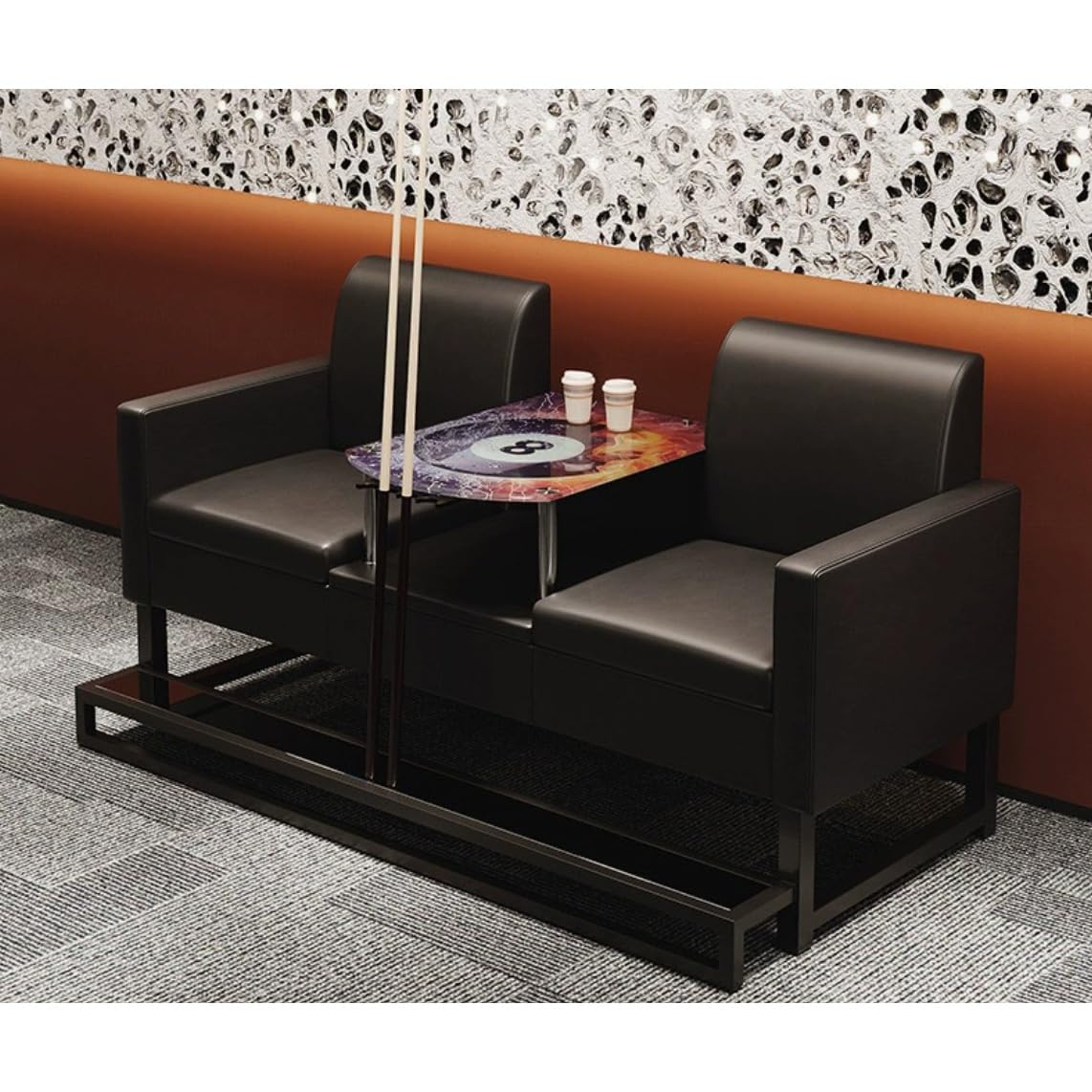 KIBONCY Modular Restaurant Booth Seating Set, Multi-Size & Color, with Coffee Table & Divider, for Cafe, Bar, Gaming Room(B)
