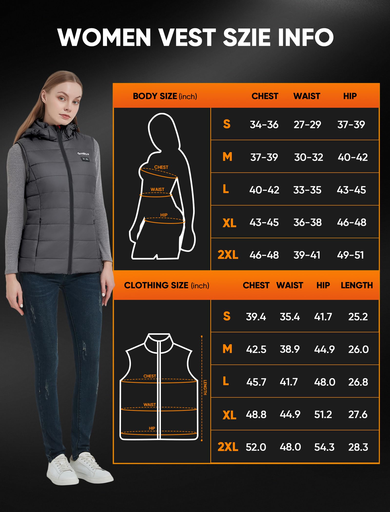 Gilet riscaldato da donna con batteria da 16000 mAh, ricarica rapida, leggero e ricaricabile, con cappuccio riscaldato, Grigio, Large