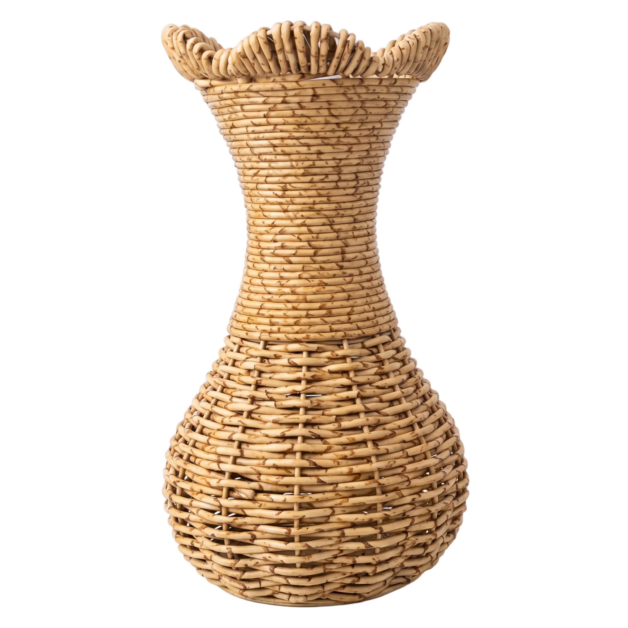 Bemonew Rattan Vase, Woven Vase, Hand-crafted Wicker Vases For Flowers With Stable Base, Nordic Style Basket - Khaki, 3.54 Inch