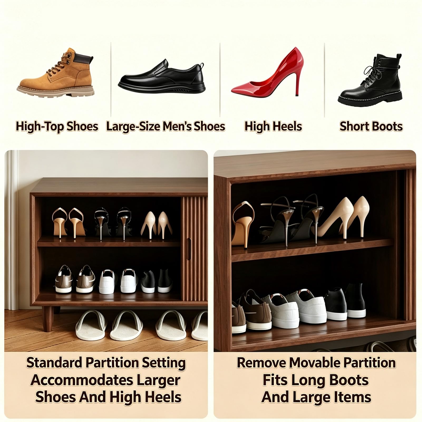 Banco Zapatero Madera Retro con Estante Ajustable para Entrada