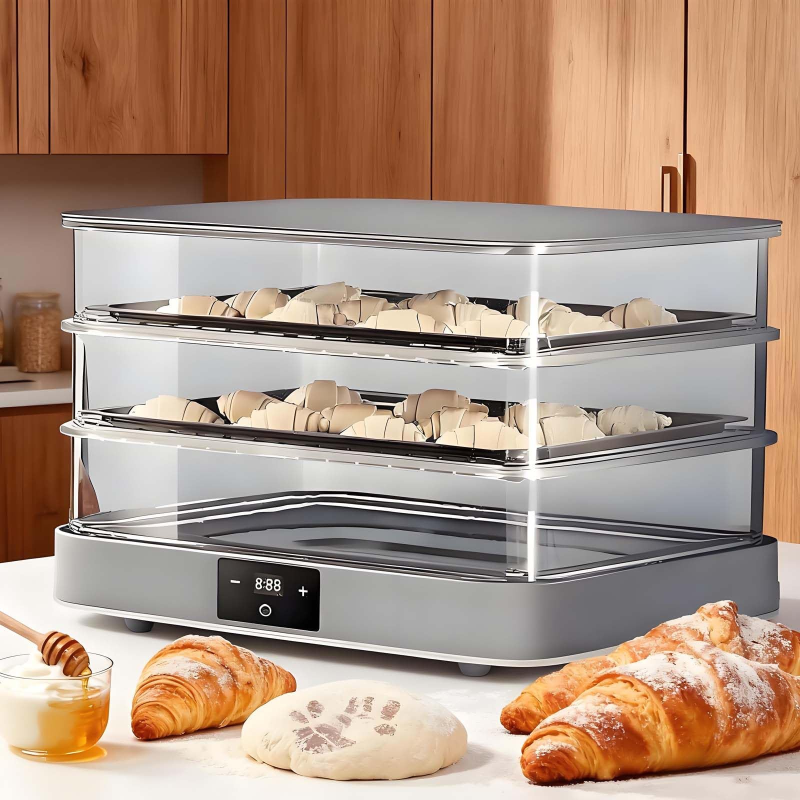 GUTYGIO Sourdough Proofer, 40L Bread Proofing Box with Adjustable 20~45°C Temperature, Removable Electric Dough Proofer, Timing and Humidity Control for Even Fermentation
