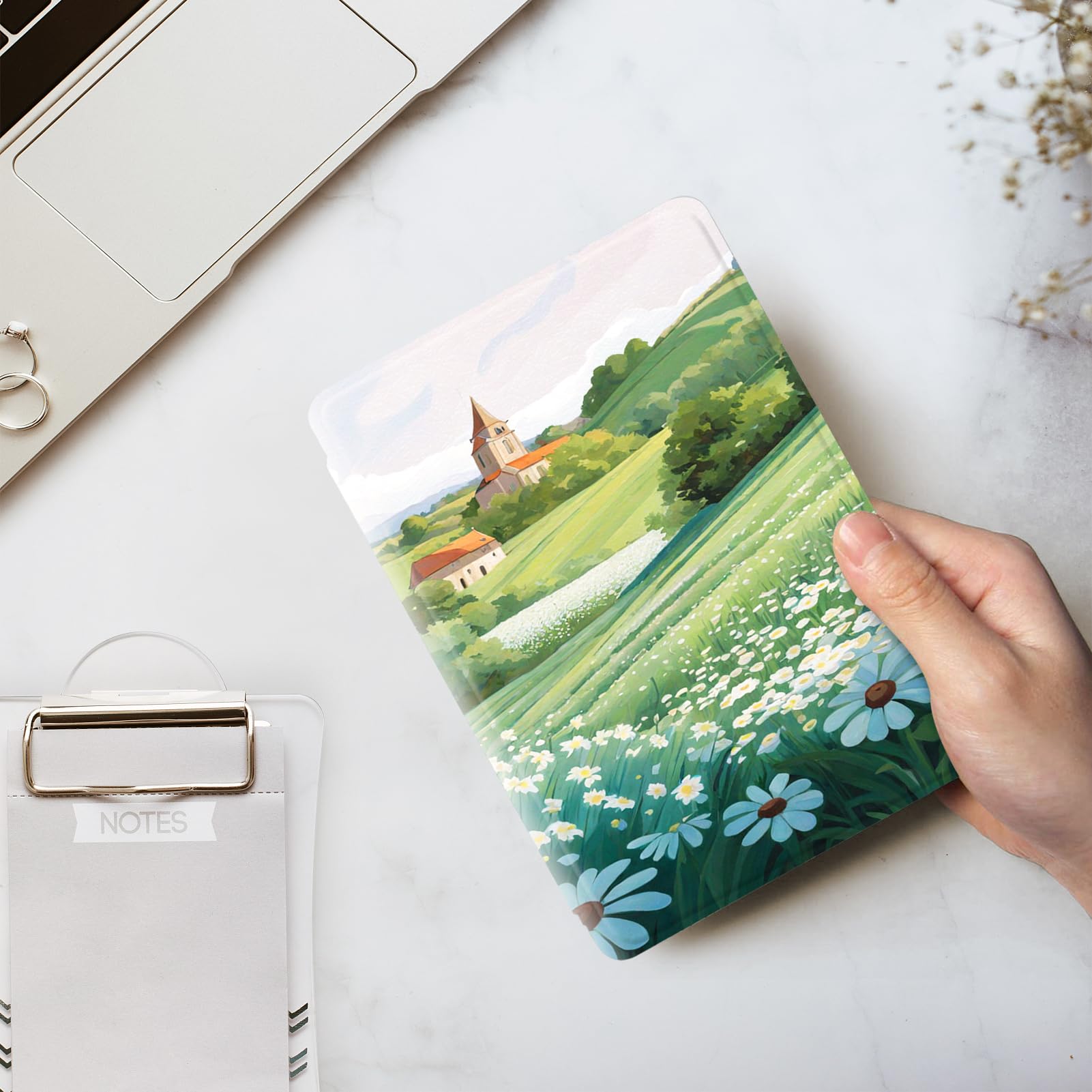Étui Intelligent Pour Kindle Voyage (2014) – Coque Cuir PU Mince Avec Veille/réveil Automatique, Motif Vintage Gris