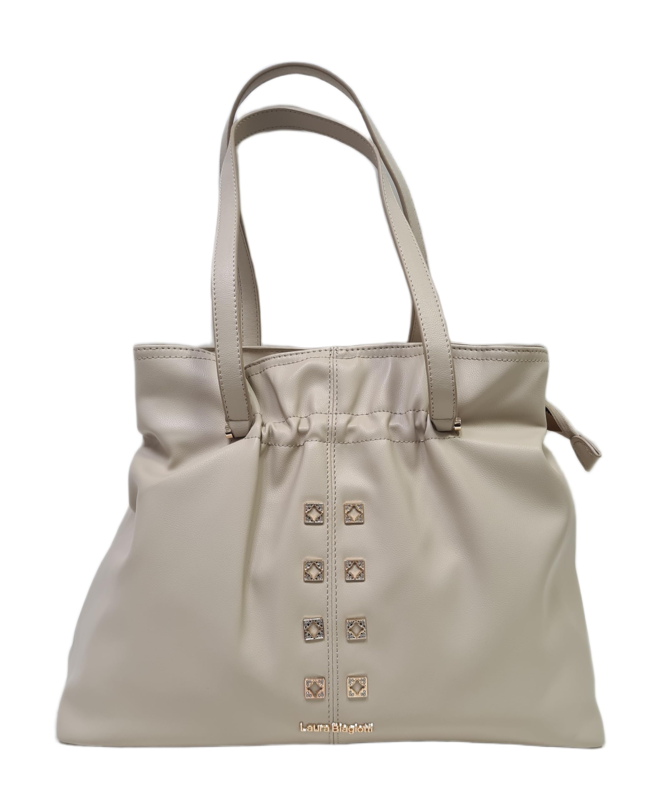 Laura Biagiotti Borsa a Spalla, Due Manici Lunghi, Linea Eclyper, Pelle Sintetica, con Accessori Oro, Dimensioni 41x33,5x14 cm Art. LB26S-252-1 | Leggera