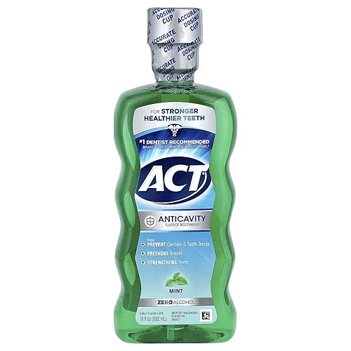 ACT Anticavity - Enjuague con flúor, menta, 18 onzas (paquete de 4)