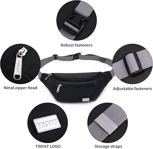 Miniatura 5 de TINYAT Cangurera de viaje con bolsillo para la cintura, súper ligera para caja de cajero de viaje, kit de herramientas T201, Negro2003, m