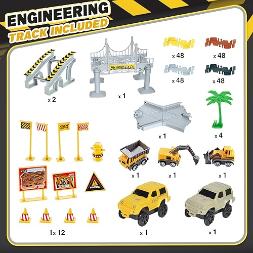 Miniatura 6 de Juguetes para niños, 237 piezas, juguetes de construcción, pistas de carreras, juguete para niños de 3, 4, 5, 6, 7, 8 años, 5 piezas, camión de