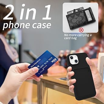 for iPhone 14 Case with Card Holder, Slim Fit Durable Protective Card Slot Phone Case for Apple iPhone 14 6.1 - Black