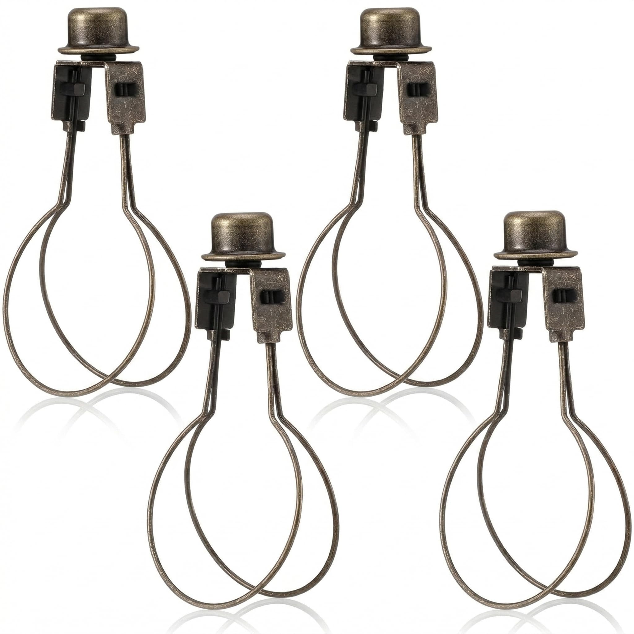 Honoson 4 Pcs Bulb Lamp Shade Light Bulb Clip Adapter Includes Finial and Lampshade Levellers for Replacement (Antique Bronze)