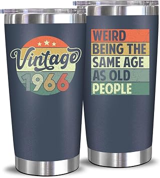 NewEleven 60th Birthday Gift For Men Women - 1966 60th Birthday Decorations For Him Her - Turning 60 Year Old Gifts For Man, Woman, Mom, Dad, Wife, Husband - 20 Oz Tumbler