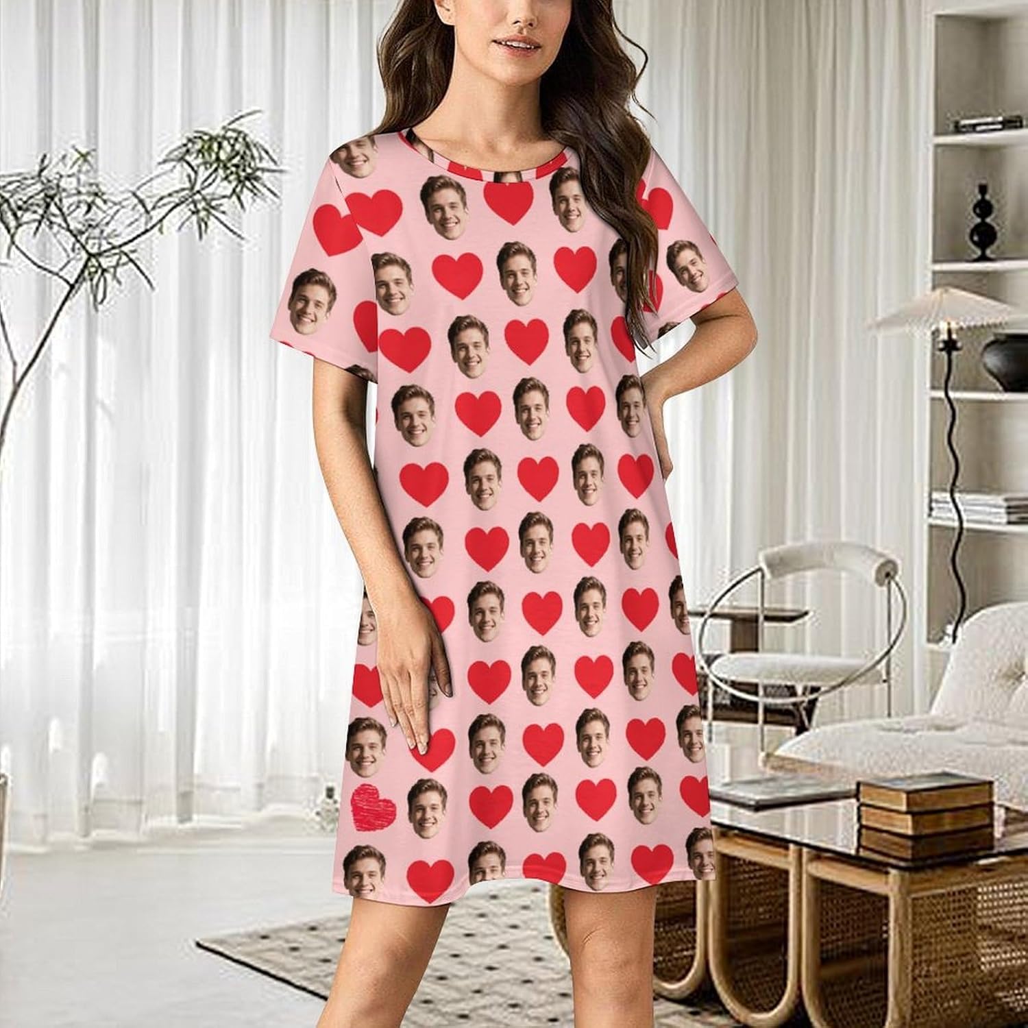 Personalized Funny Moo Moos for Women Nightgowns Custom Face Nightgown Personalized Pajamas with Photo - Image 2