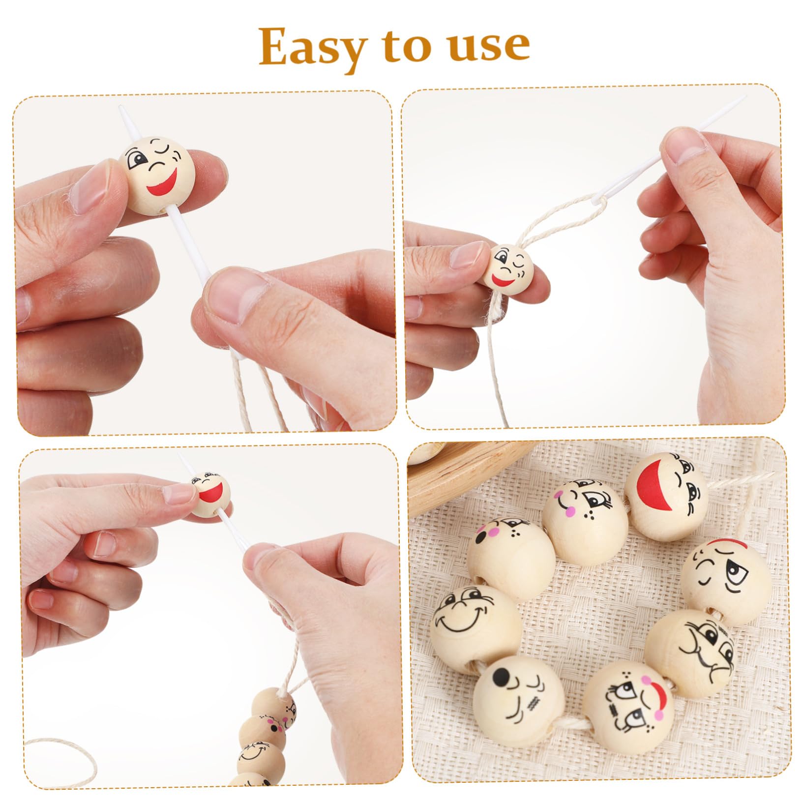 80piezas Cuentas de Madera Redondas con Forma de Sonrisa para Manualidades y Decoración para Hacer Tú Mismo Pulseras y Guirnaldas