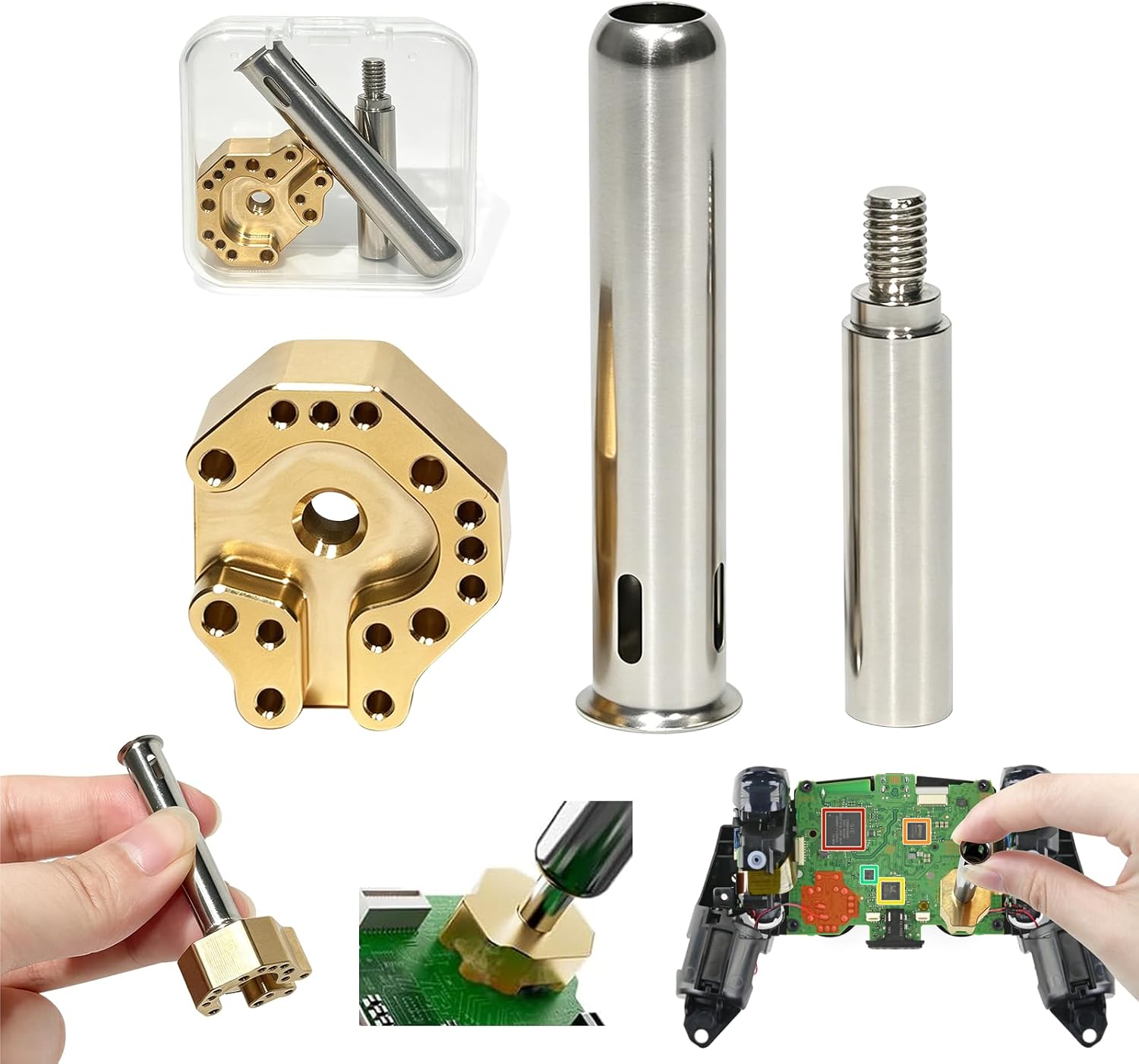 Joystick Soldering Iron Tip Kit for PS5, PS4, Xbox & Switch Controllers | One-Step Joystick Desoldering，Precise Hole Alignment，Fast Heat Transfer，Precision CNC Machined，Reusable Design