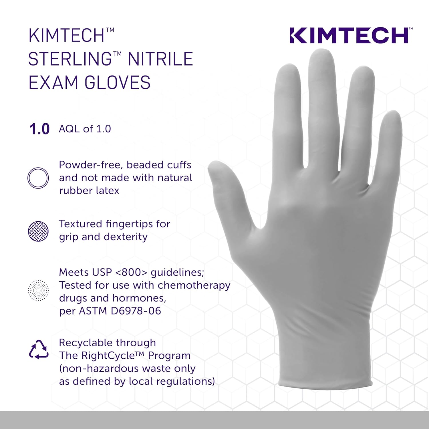 KIMTECH Sterling Nitrile Exam Gloves (50705), 3.5 Mil, 9.5”, Ambidextrous, XS, (200 Gloves/Box)