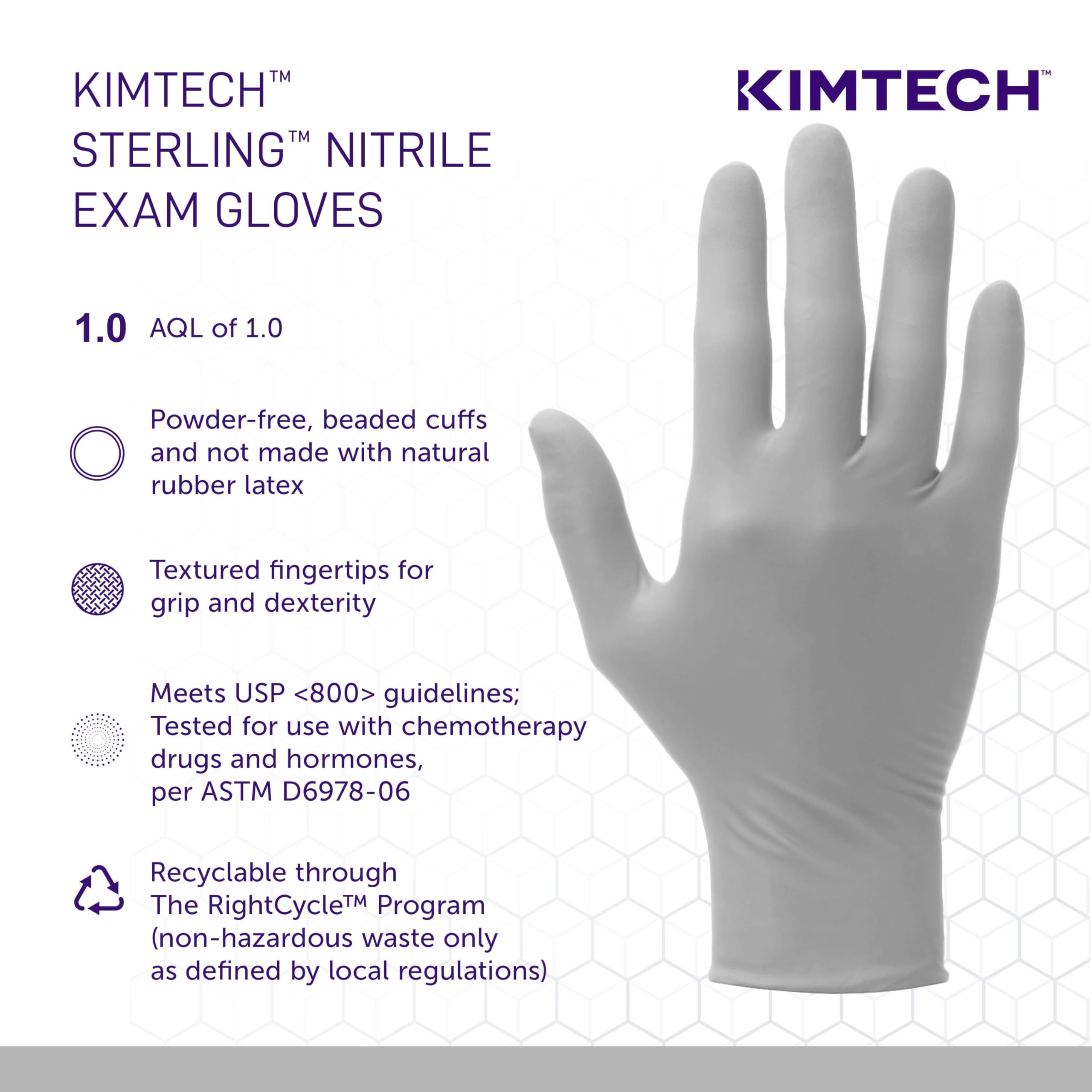 Kimtech™ Sterling™ Nitrile Exam Gloves (50706), 3.5 Mil, Ambidextrous, 9.5", S (200 Gloves/Box)