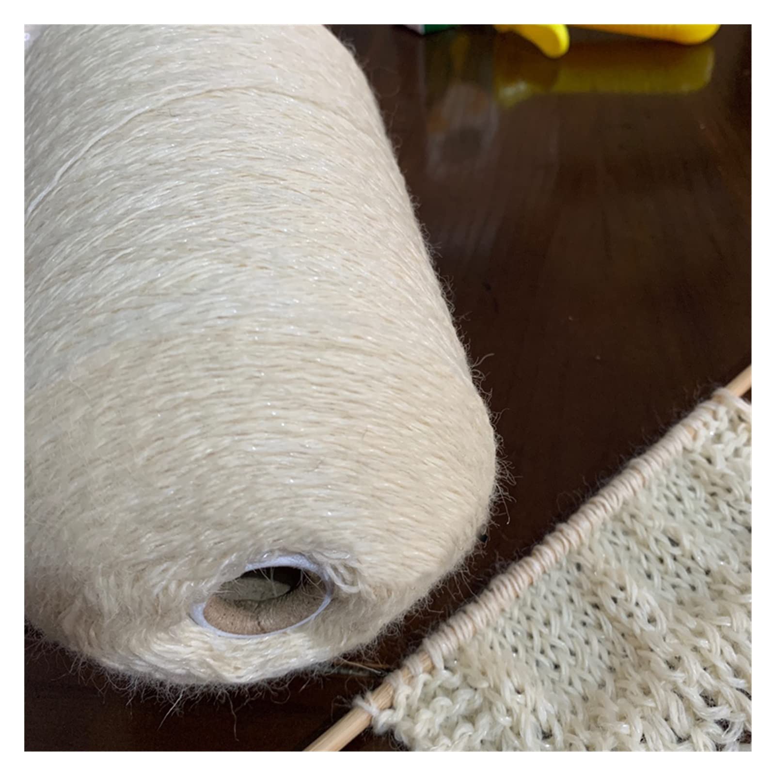 Naturel 500g Soft Brillant Peluche 90% Laine 10% Or argenté en Soie Tricot de Tricot de Tricot de crochette Biologique Laine Fils (Color : 1)