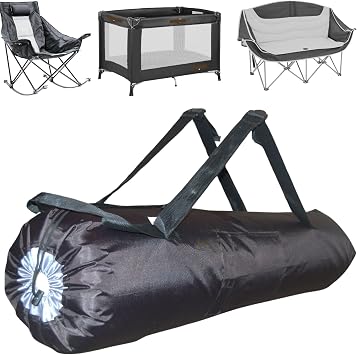 47"x11" XL- 1Pack Heavy Duty Camping Chair Bag. For Foldable, Double or Oversized Camp Chairs, Rocking Chair, Playpen, 600D Polyester Fabric, Adjustable Straps & Side Pockets.