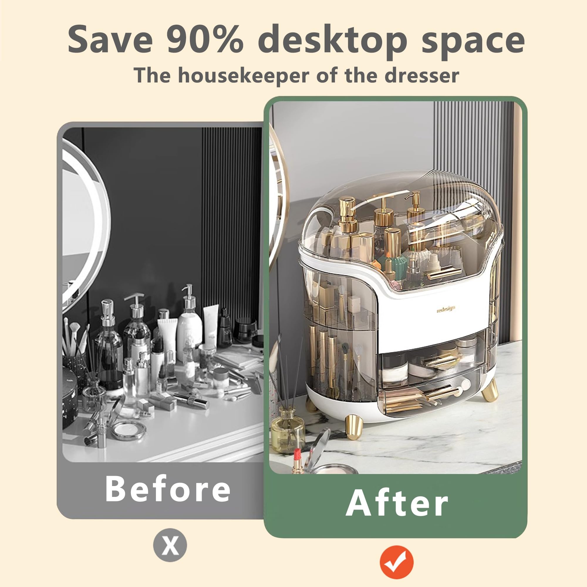 Rangement Maquillage Organisateur Multifonctionnel Boite pour Skincare et Bijoux Stockage Cosmétique pour Salle de Bain Makeup Organiser avec Tiroir Grande Capacité Etanche Présentoir Cosmétique