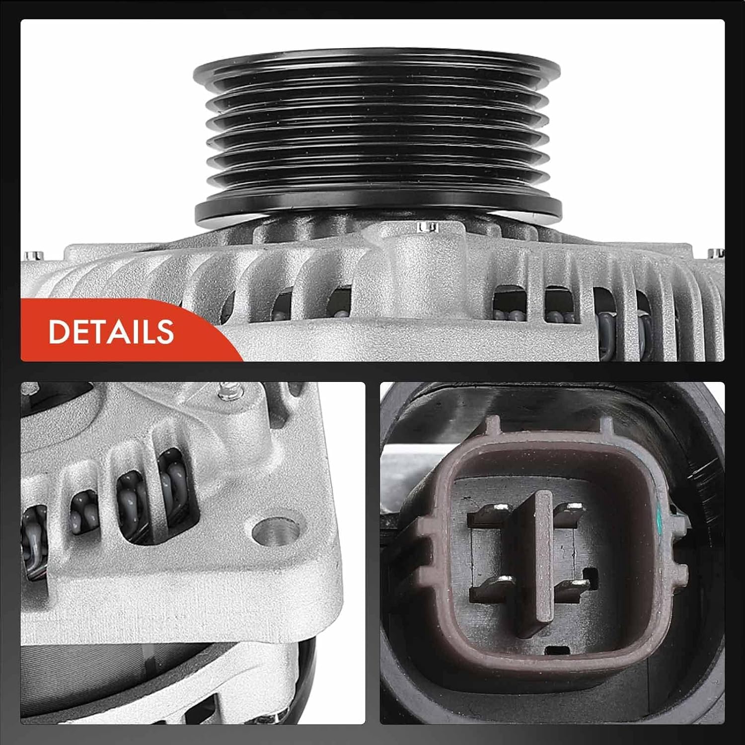 A-Premium Alternator Compatible with Saturn Vue 2004 2005 2006 2007 V6 3.5L, 12V 130Amp Clockwise 6-Groove Pulley, Replace# 104210-3770, 104210-4310, 31100-RDM-A01