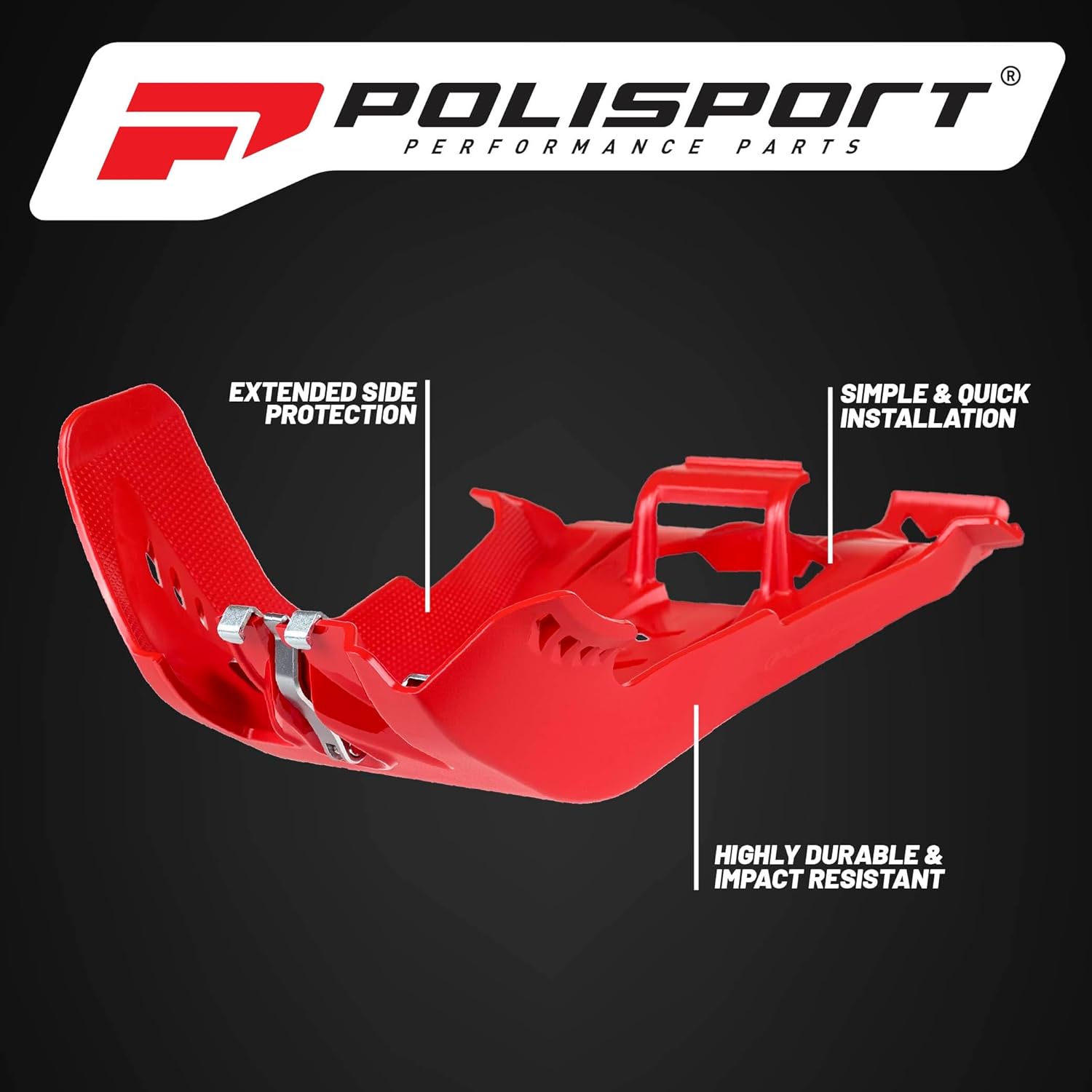 Polisport Motocross Motorcycles (MX) Fortress Skid Plate for Beta RR 250/300 (2020-2024) Dirt Bikes - OEM Quality, Flexible, Durable & Perfect Fit - Red