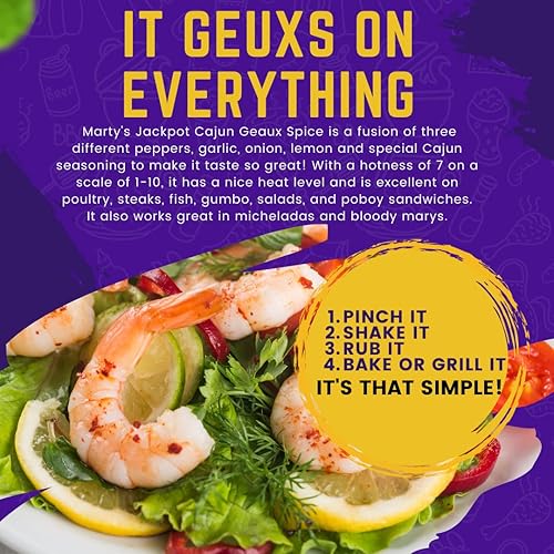 Miniatura 2 de Marty's Jackpot Cajun Geaux Spice - Especias multiusos, perfectas para cangrejos, cangrejos y camarones, salmón, todos los mariscos hierven - Bajo