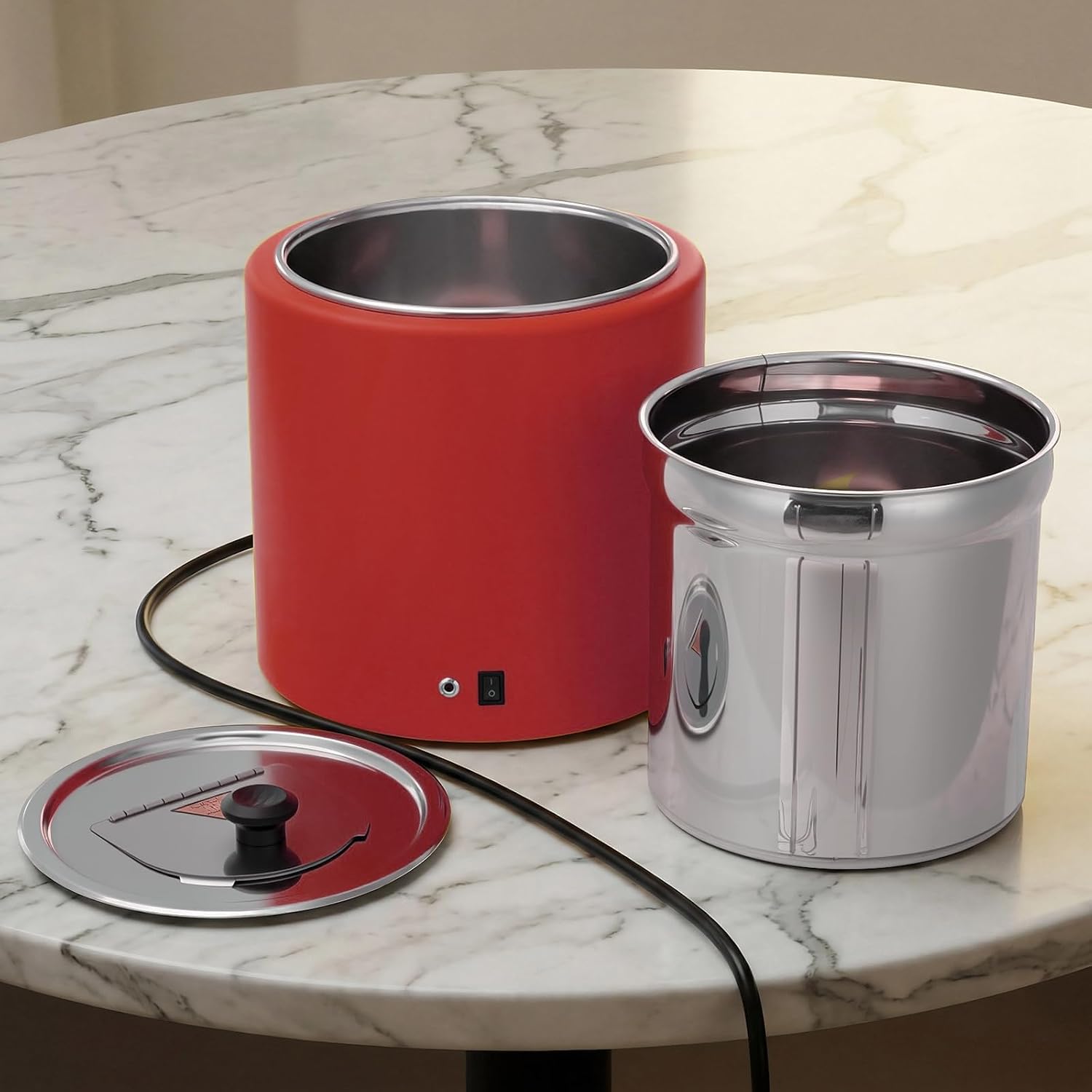 Heavy-Duty 11.6 QT Electric Soup Warmer – Commercial Stainless Steel Kettle with Hinged Lid & Removable Pot – Buffet Food Heater for Restaurant, Catering, Hotel & Parties, Red