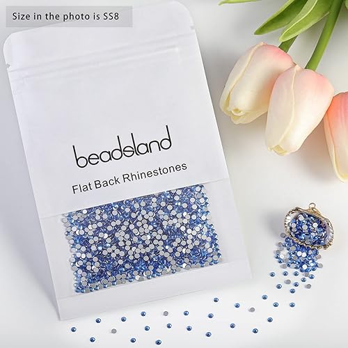 Vista 542 de Beadsland Diamantes de imitación de cristal con parte trasera plana, gemas redondas para arte de uñas y manualidades, pegamento fijo, violeta