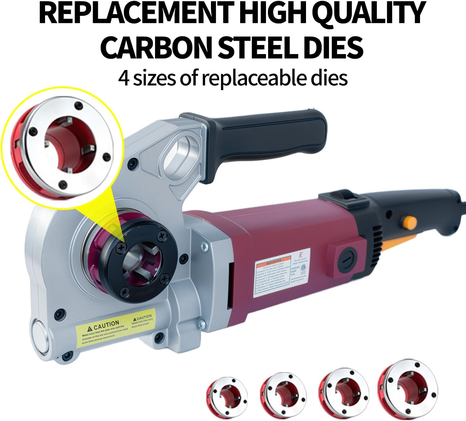 Portable Electric Pipe Threader, 2000W Electric Hand Held Pipe Threading with 4 Dies 1-1/4"-1/2" & Carry case, Threader Wire Machine with Copper Motor for Galvanized, Gas, PVC & Fire Pipe